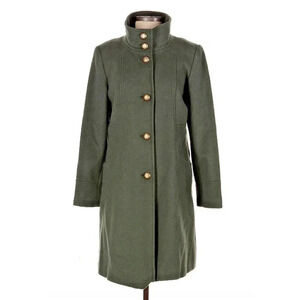 VTG George Simonton WOOL Button Front Long Coat XS OILVE Green